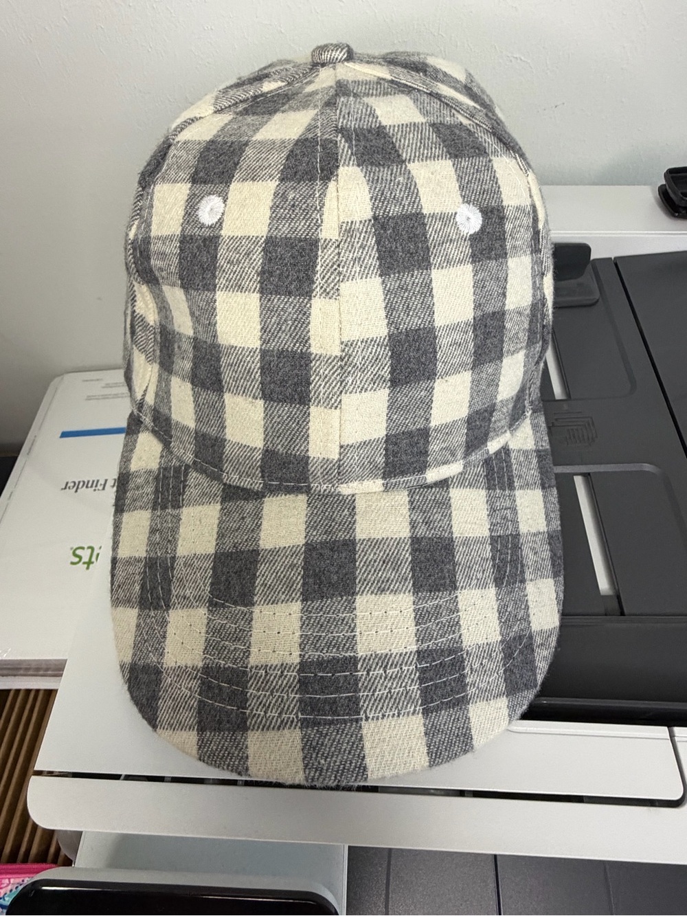 Cocus Pocus Buffalo Check Baseball Cap - Black & Cream